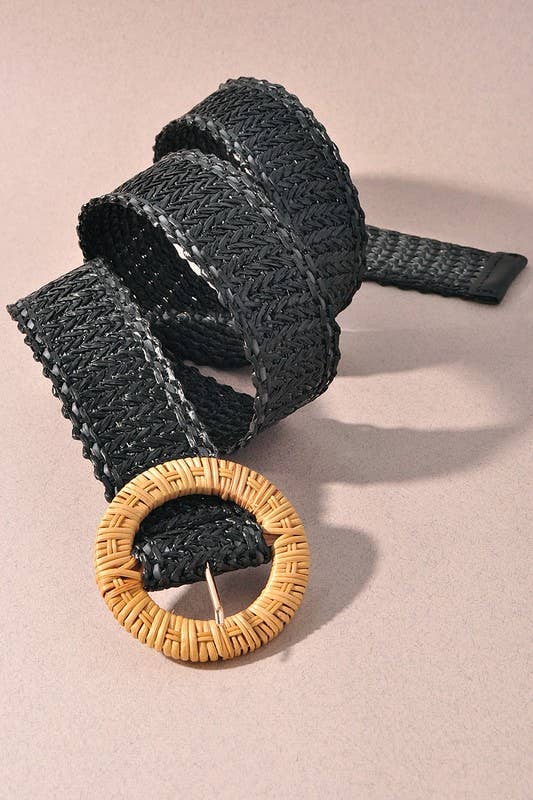 anbfashion - Wholesale Belt - Women's - STRAW ROUND BUCKLE BELT JCB17161