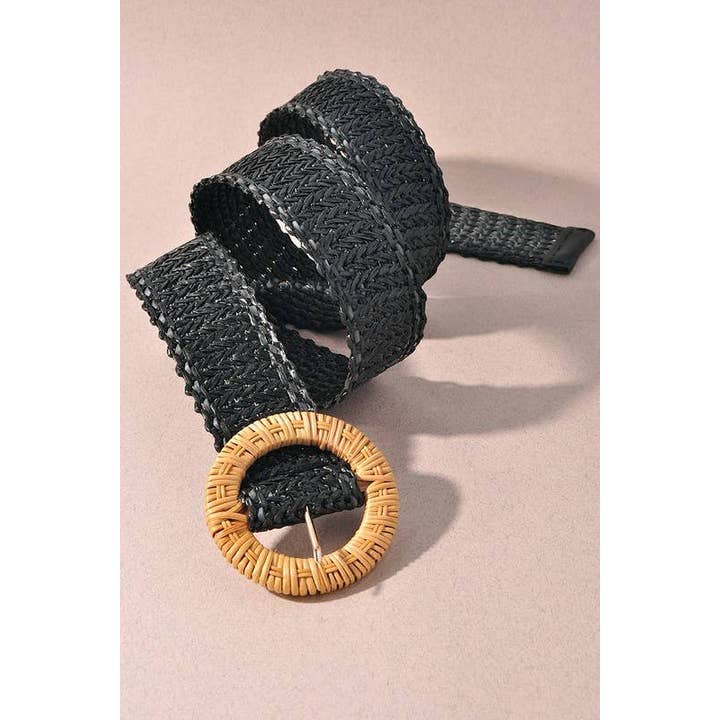 anbfashion - Wholesale Belt - Women's - STRAW ROUND BUCKLE BELT JCB17161