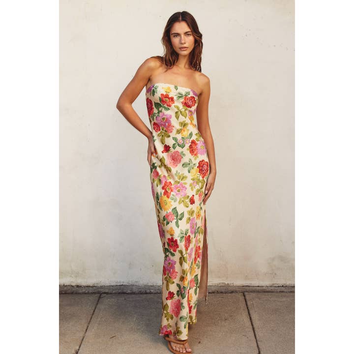 ROMANTIC GARDEN Gift of Love Strapless Bias Cut Maxi Dress for wholesale on Faire0