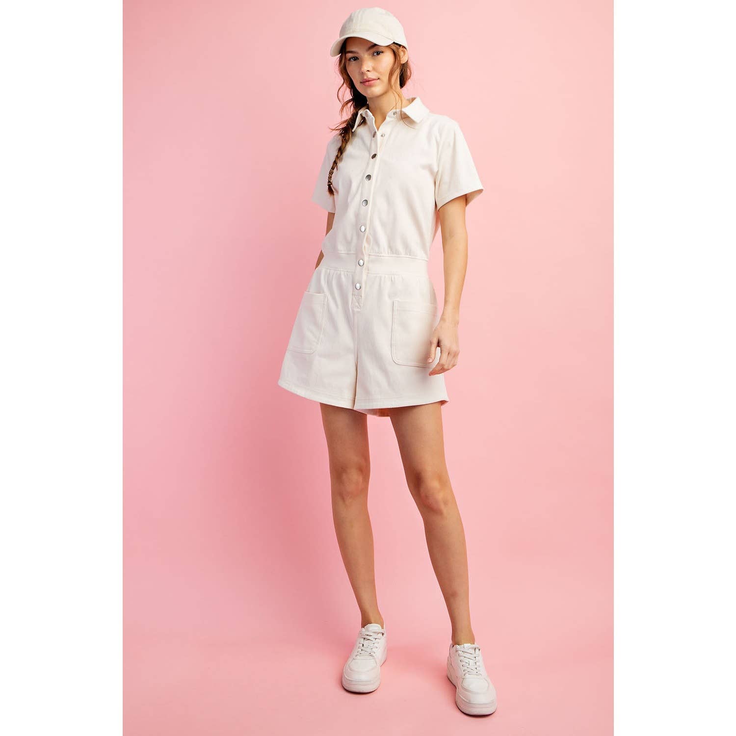 Rae Mode - Vendita all'ingrosso Tutina - Donna - TUTINA A MANICA CORTA IN TWILL DI COTONE ELASTICIZZATO15