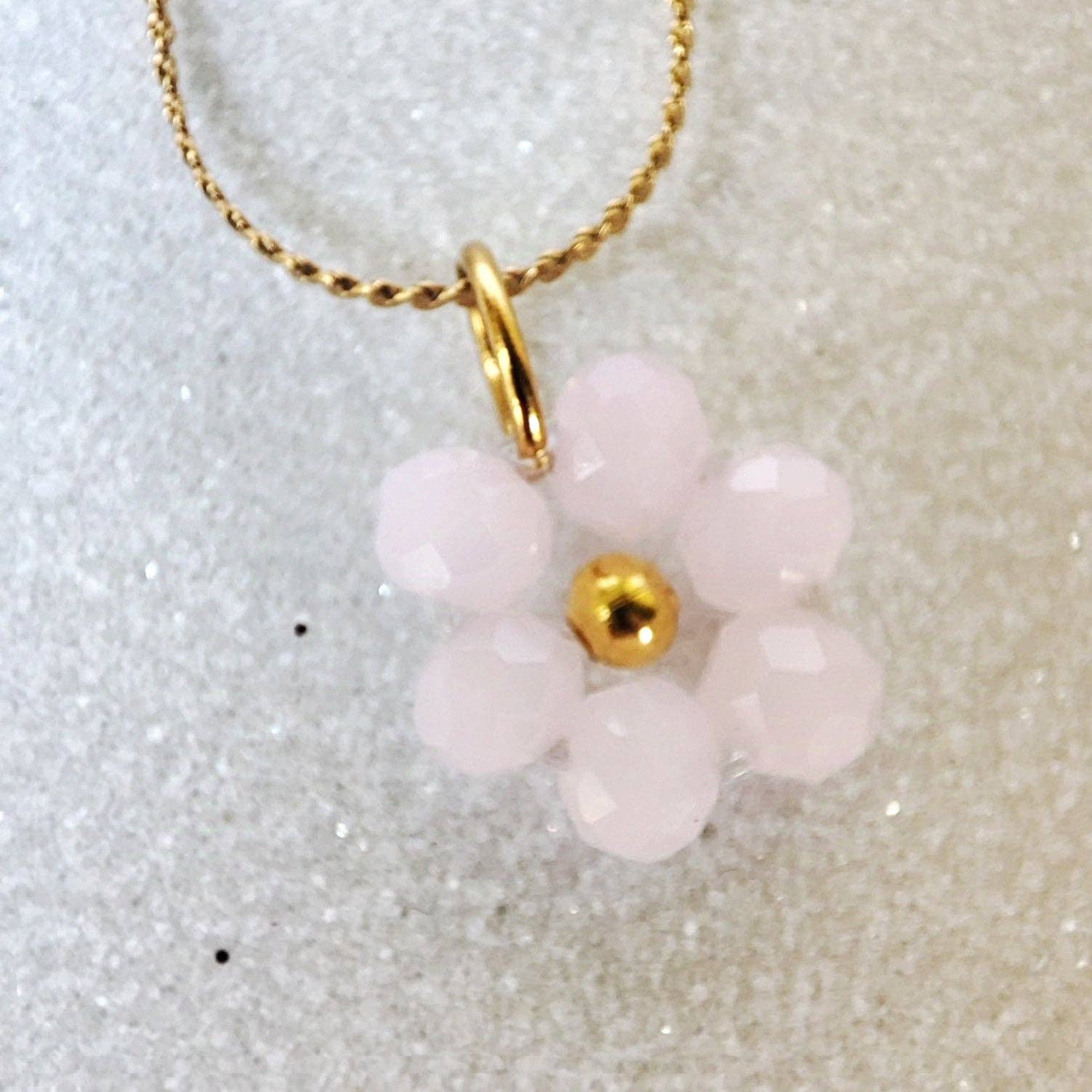 Petali e passioni di Bononcini Monica - Wholesale Pendant/Charm Necklace - Flower pendant necklace in crystals - rose quartz2