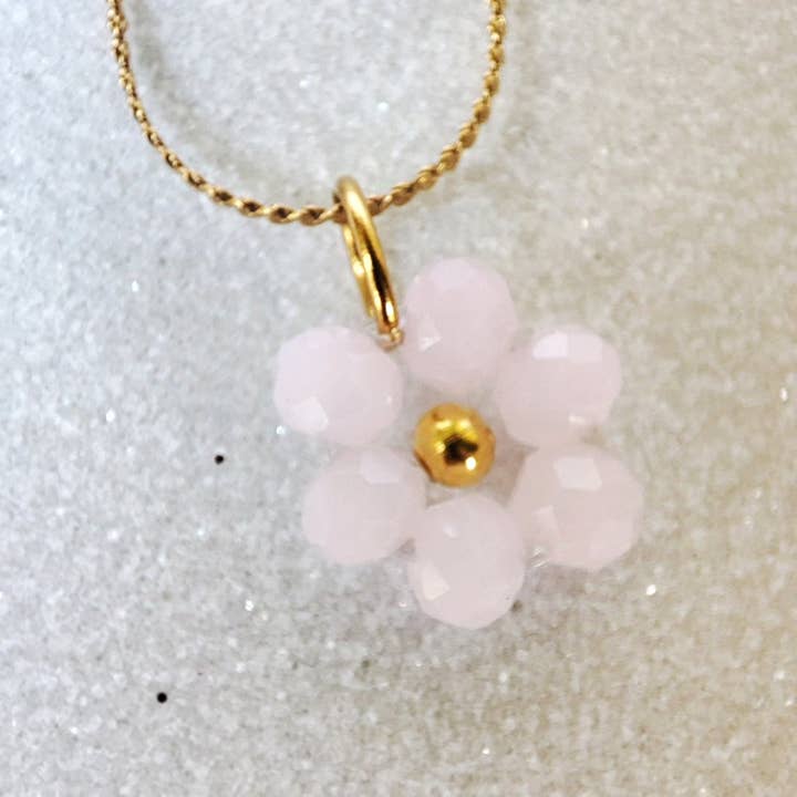 Petali e passioni di Bononcini Monica - Wholesale Pendant/Charm Necklace - Flower pendant necklace in crystals - rose quartz2