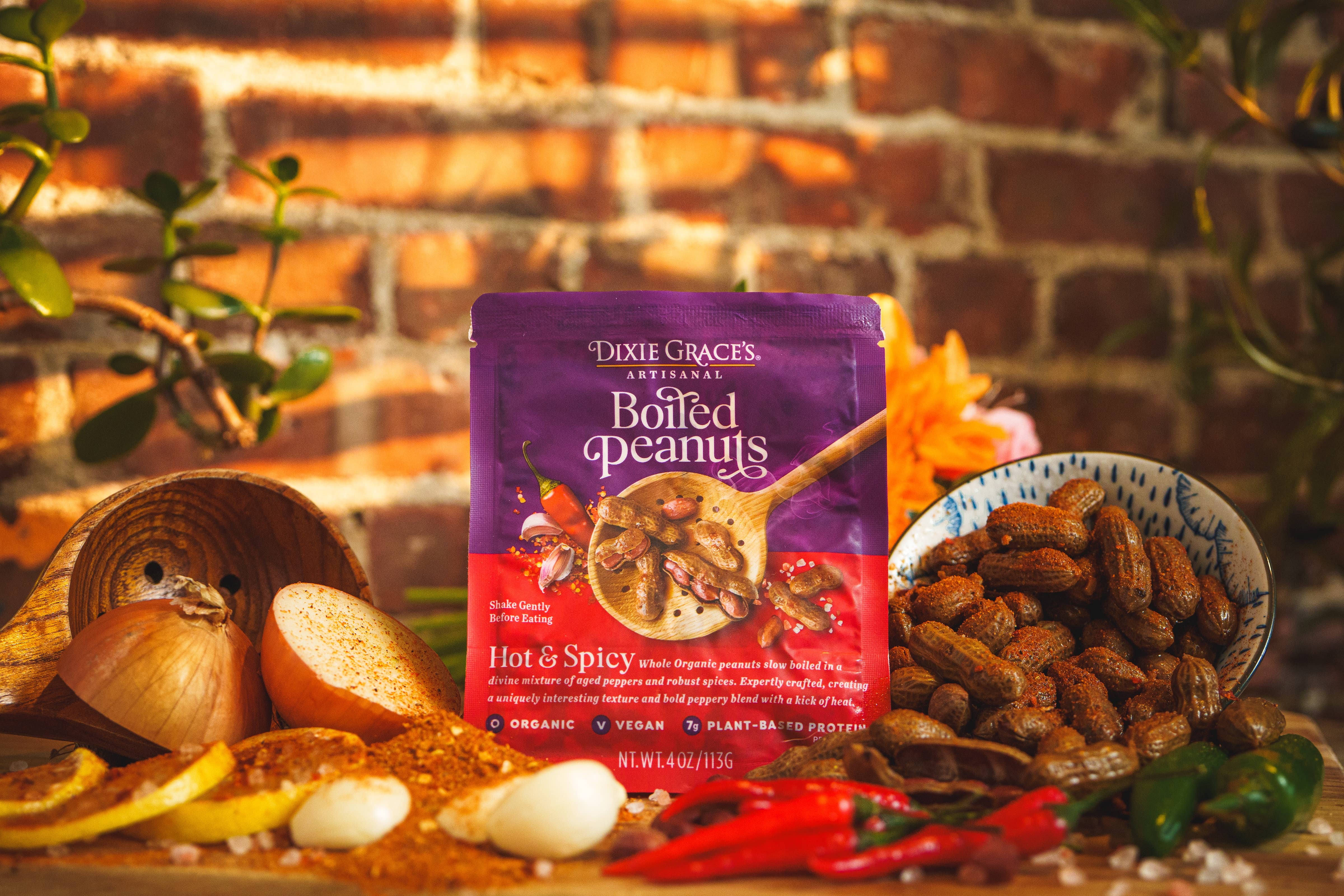 Dixie Grace's Boiled Peanuts - Wholesale Nuts - Dixie Grace's Boiled Peanuts 4oz Hot & Spicy - 12-ct Case3