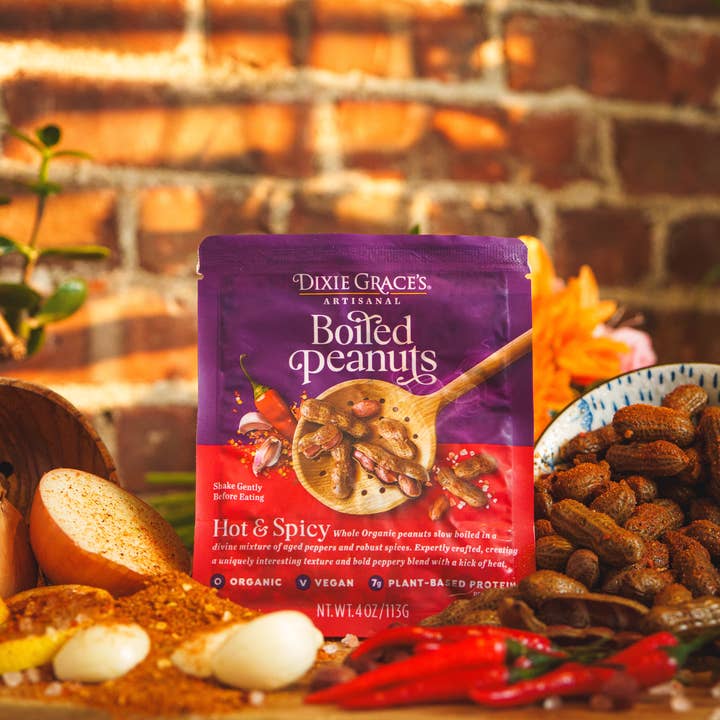Dixie Grace's Boiled Peanuts - Wholesale Nuts - Dixie Grace's Boiled Peanuts 4oz Hot & Spicy - 12-ct Case3