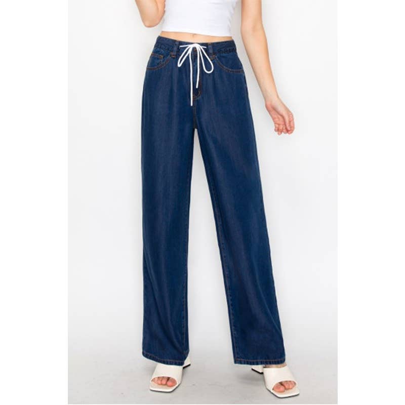 Paperdoll - Vendita all'ingrosso Jeans - Donna - JEANS LARGHI CON DRAPPEGGIO IN LYOCELL 0