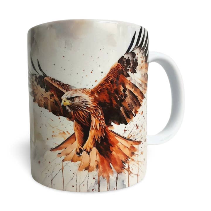Red Kite Coffee Mug, Water Colour Style (Design 1) for wholesale by Rockways Designs