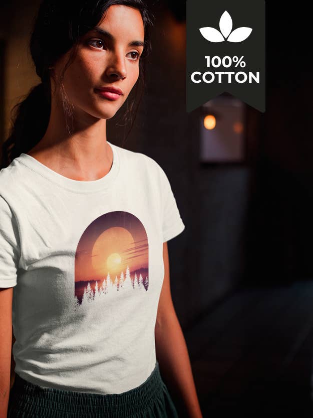 Sunrise - 100% bomull Vintage Natur T-shirt - Nature Tee för wholesale av Running With Wolves