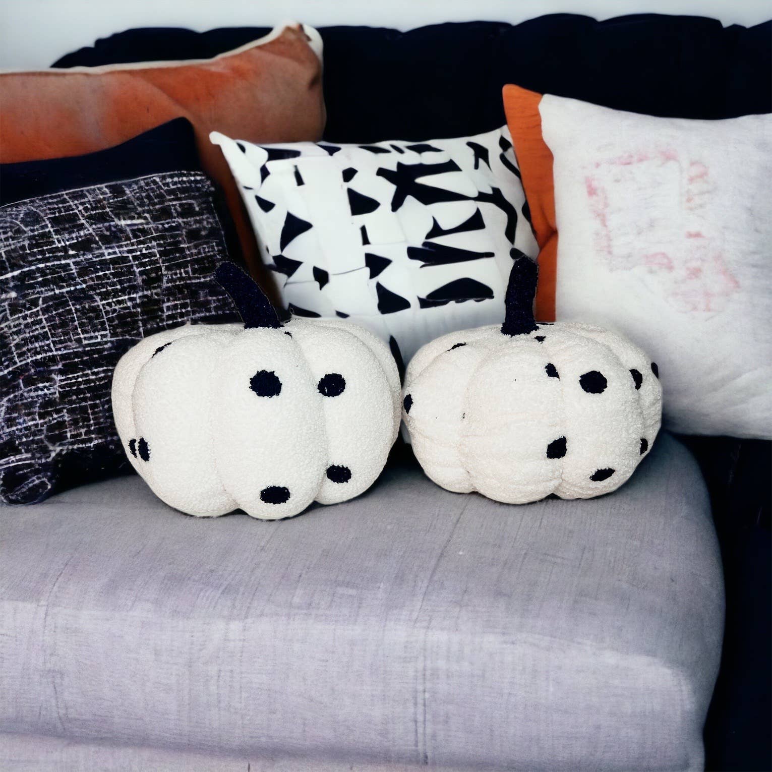 Gia Roma - Wholesale Decorative Tabletop Object - Neutral Fall + Halloween Home Decor, Cute Cotton Pumpkins BW11