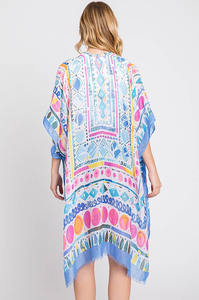 Hana - Wholesale Kimono - Women's - Watercolor Boho Geometric Print Summer Kimono18