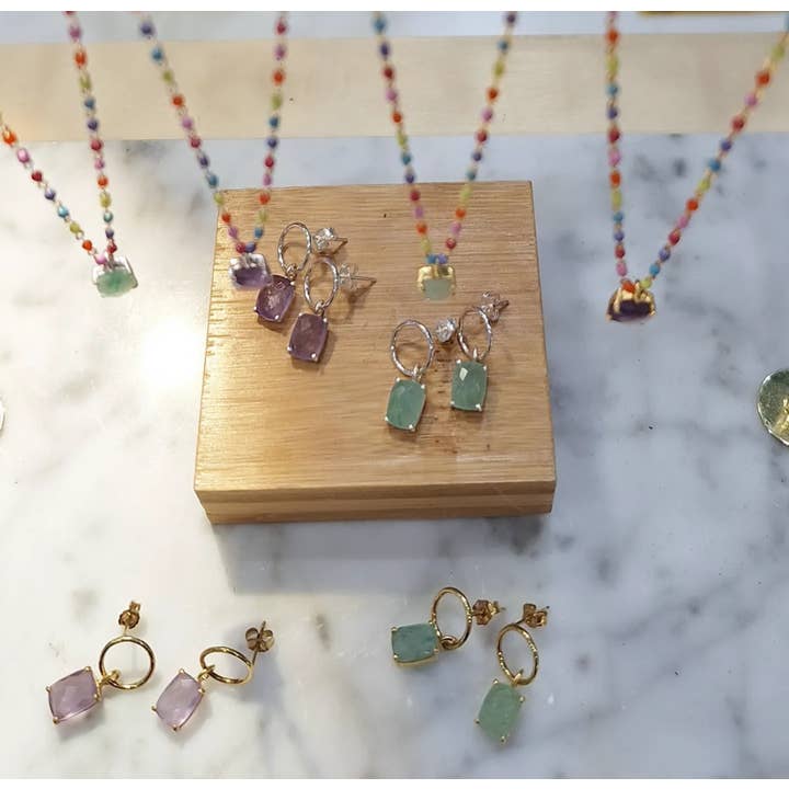 Grethe Winter - Wholesale Individual Charm/Pendant - HAPPY DANCE earrings made of 925 silver with amethyst1