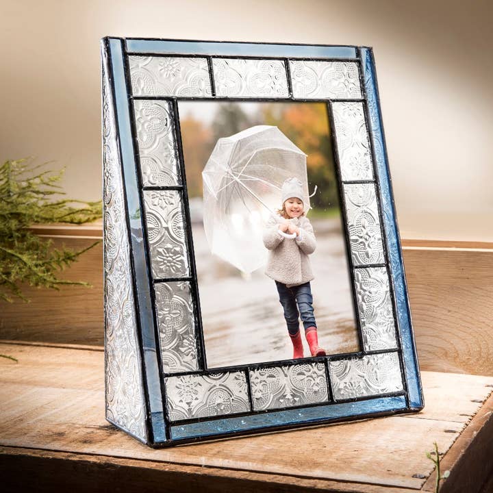 J Devlin Glass Art & Bert Anderson Collection - Wholesale Picture Frame - Vintage Glass Picture Frame - Pale Blue 5x7 4x6 By J Devlin