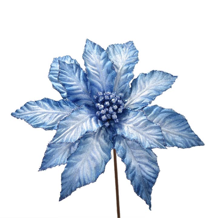Two Toned Fabric Poinsettia - Blue 25.5" X 12" for wholesale by David Christopher's Collection