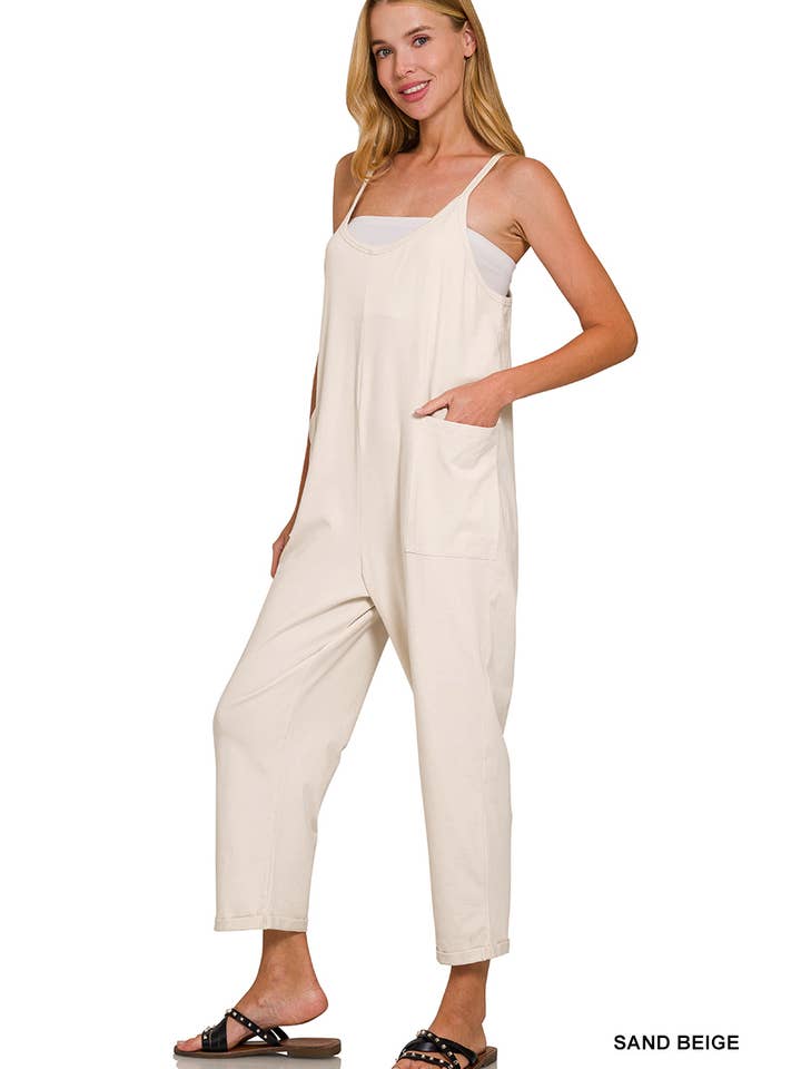 42POPS - Wholesale Jumpsuit - Women's - `.Spaghetti Strap Pocketed Cotton Jumpsuit8