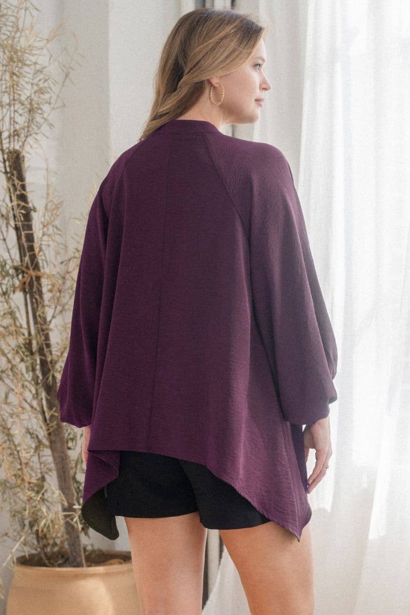 Oddi - Wholesale Blouse - Women's - Solid Handkerchief Hem Poncho Like Blouse3