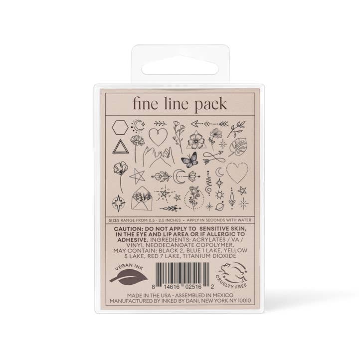 INKED by Dani - Wholesale Temporary Tattoo - Fine Line Temporary Tattoo Pack