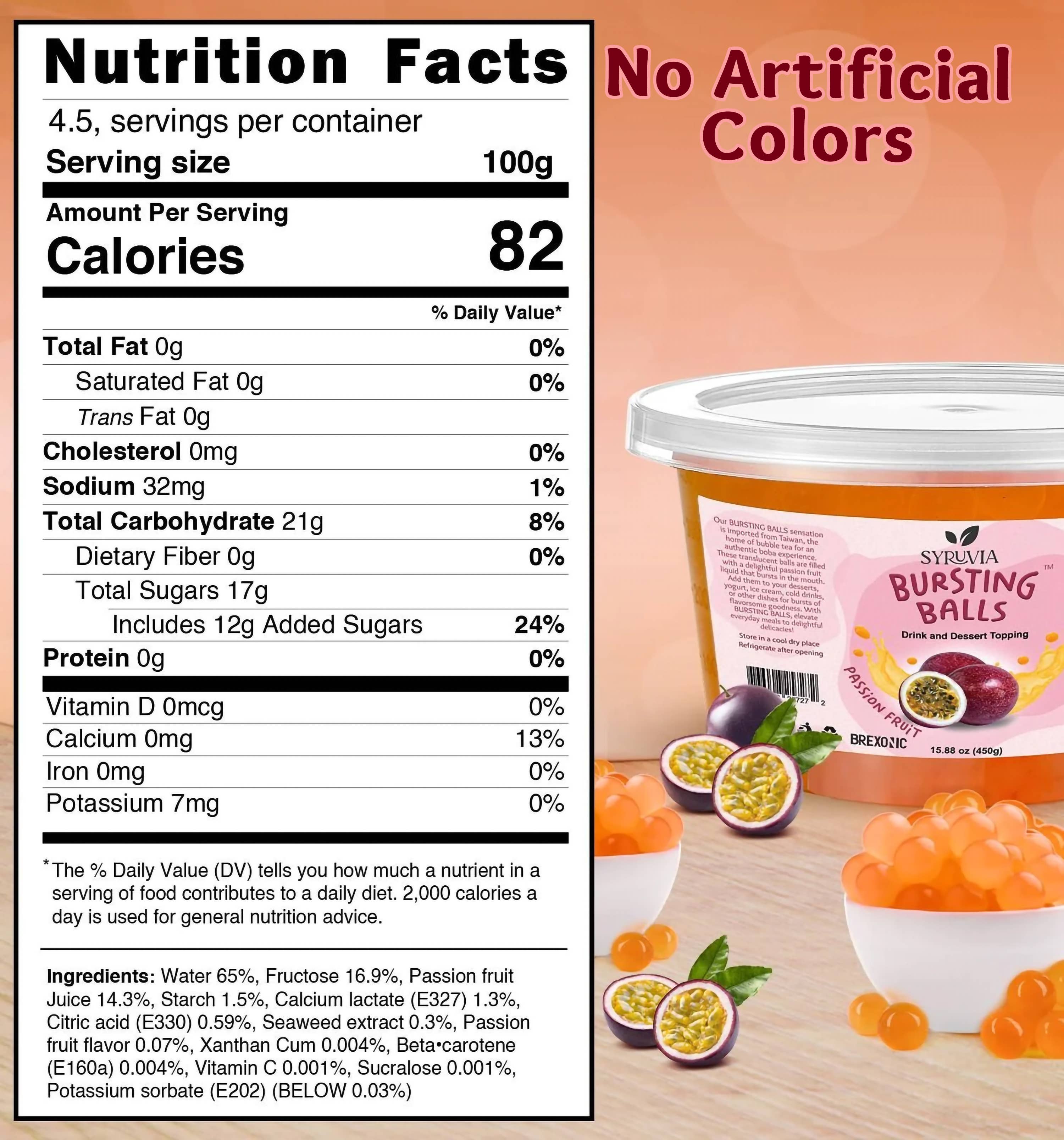 Syruvia - Wholesale Beverage Mix - 1 LB Passion Fruit Flavored Popping Boba1