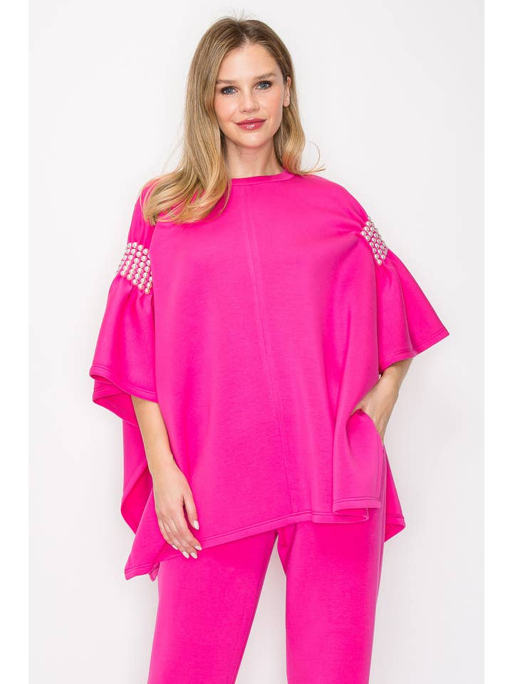 Joh Apparel - Wholesale Poncho - Women's - Fern Stretch French Scuba Poncho