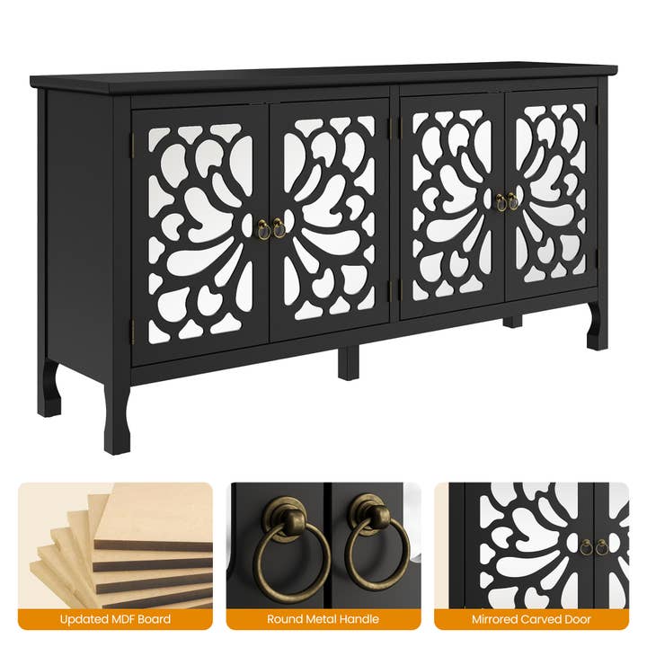 Heynemo - Wholesale Cabinet - 63'' Carved Sideboard Cabinet with Storage5
