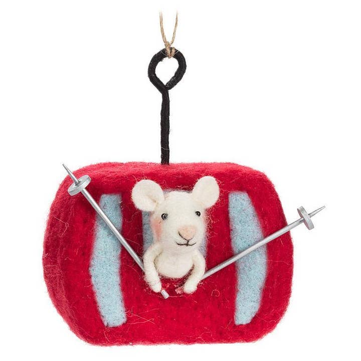 Skiing Mouse in Gondola Ornament for wholesale by Abbott