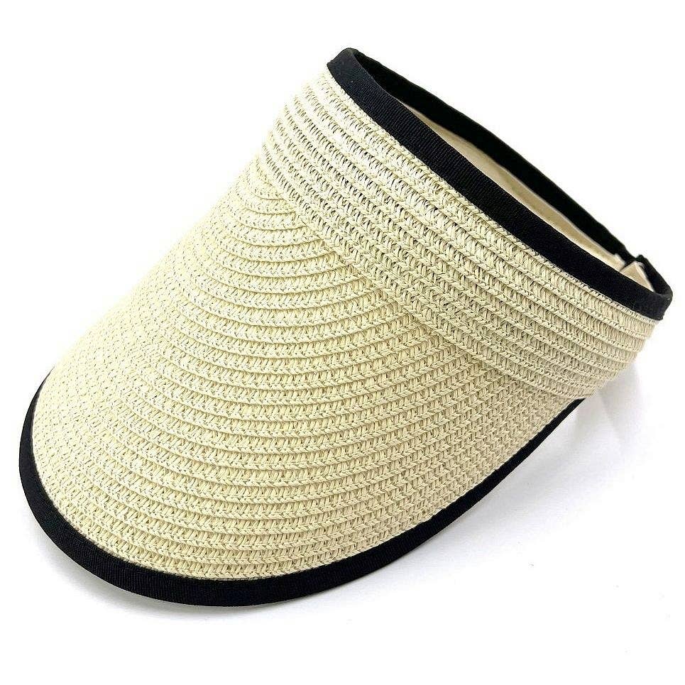 Diacly – wholesale Visor – Women's – Edge Color Trim Straw Sun Visor0