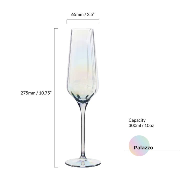 Anton Studio Designs - Wholesale Champagne Flute - Palazzo Iridescent Champagne Flutes, Set of 2 – Handcrafted Glassware