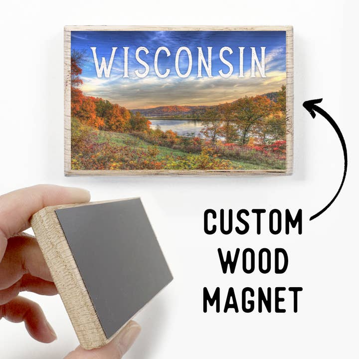 Paesaggio autunnale del Wisconsin - Calamita personalizzata per qualsiasi stato o città per la vendita all'ingrosso da parte di Hangout Home