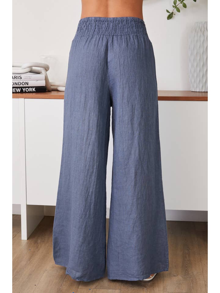 MILIO MILANO – Großhandel Hose – Damen – SOLIDE LEINENHOSE MIT GESMOKTEM BUND (255004-LINENPANTS)14