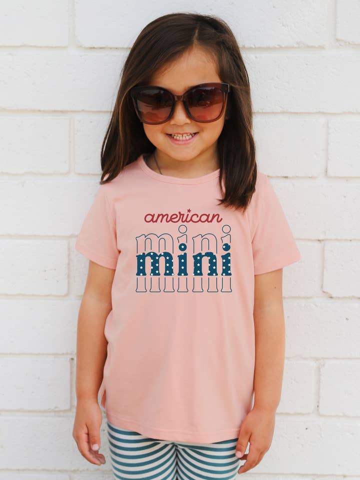 Camiseta estampada American Mini Kids para venta al por mayor de Tickled Teal