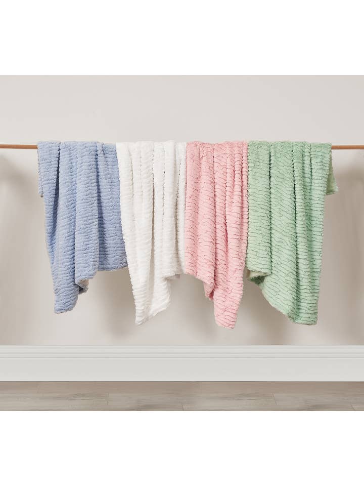 Piccolo Bambino - Wholesale Bedding Blanket - Kids & Baby - Textured Faux Fur Stroller Blanket with Wooden Hanger