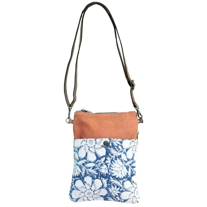 Sac porté épaule en Toile Et Fleurs Bleu pour la vente par Benjamin International