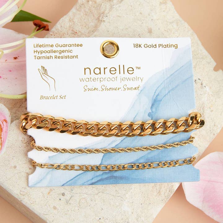 Elsie & Zoey – Großhandel Glieder- & Kettenarmband – Wasserdichte Armbänder Narelle Figaro Kettentrio-Set0