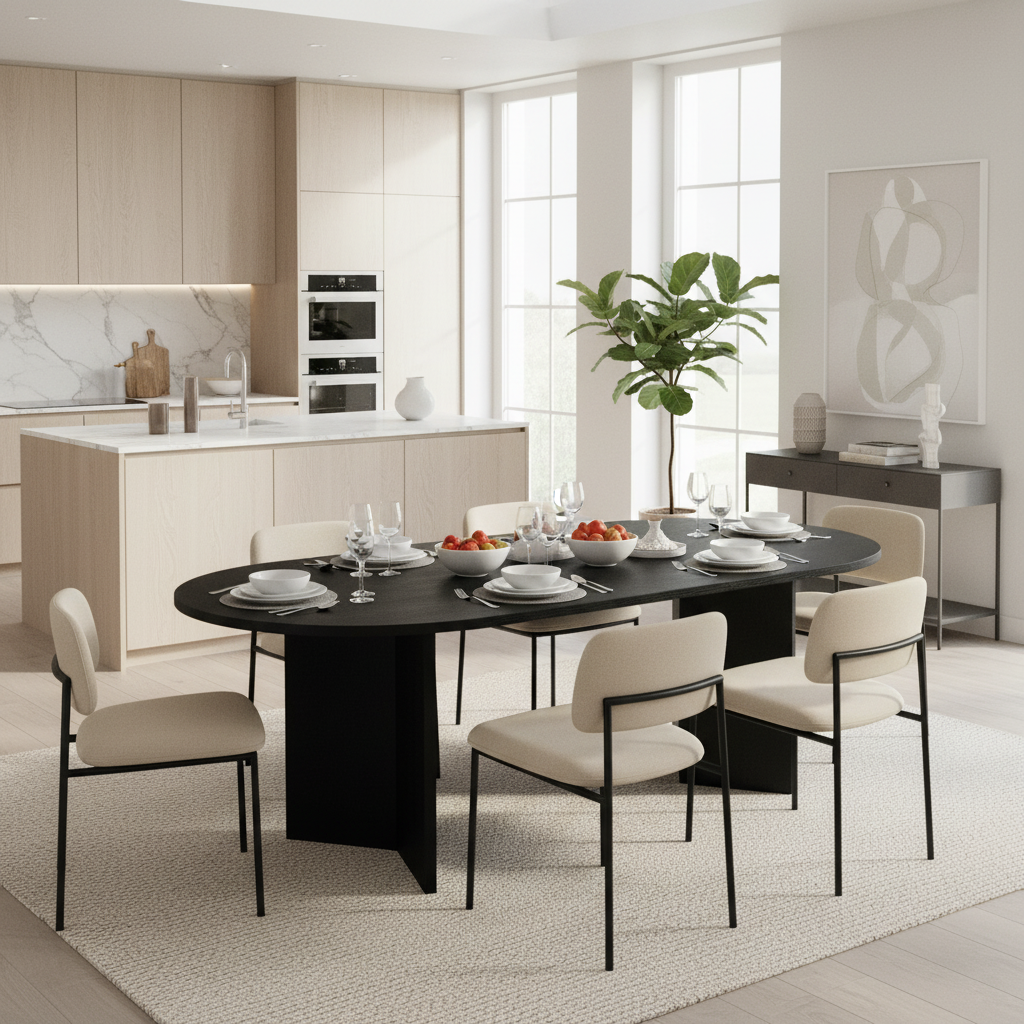 Black Mid-Century Modern Wood Dining Table for Kitchen&Living Room for wholesale on Faire3