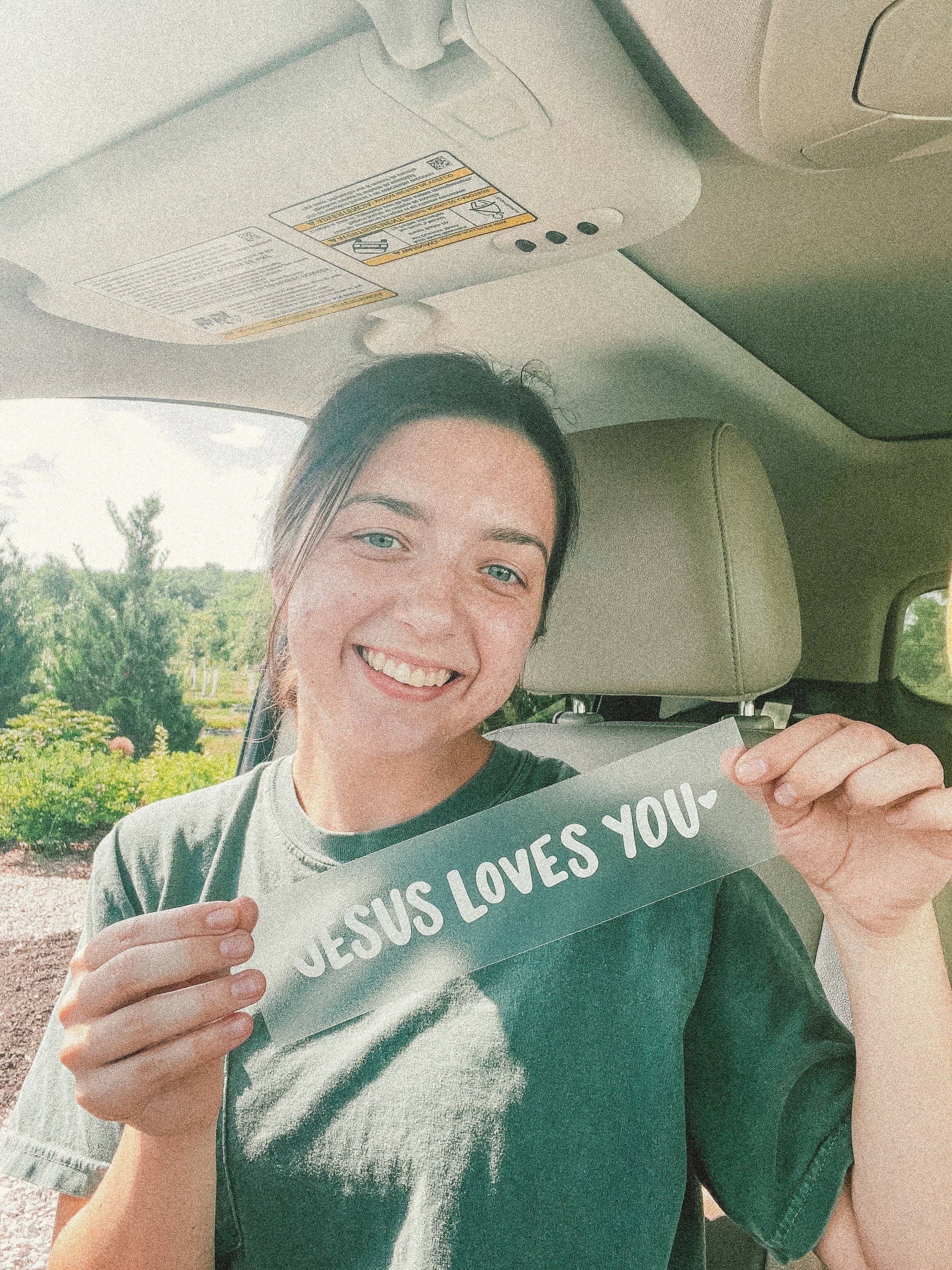 Written by Maria - Wholesale Car Decorative Charm - Unisex - 'Jesus Loves You' mirror decal1