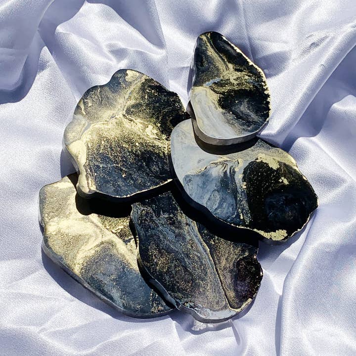 Black Faux Marble Resin Coaster - Set of 2 for wholesale by Nony Design Company