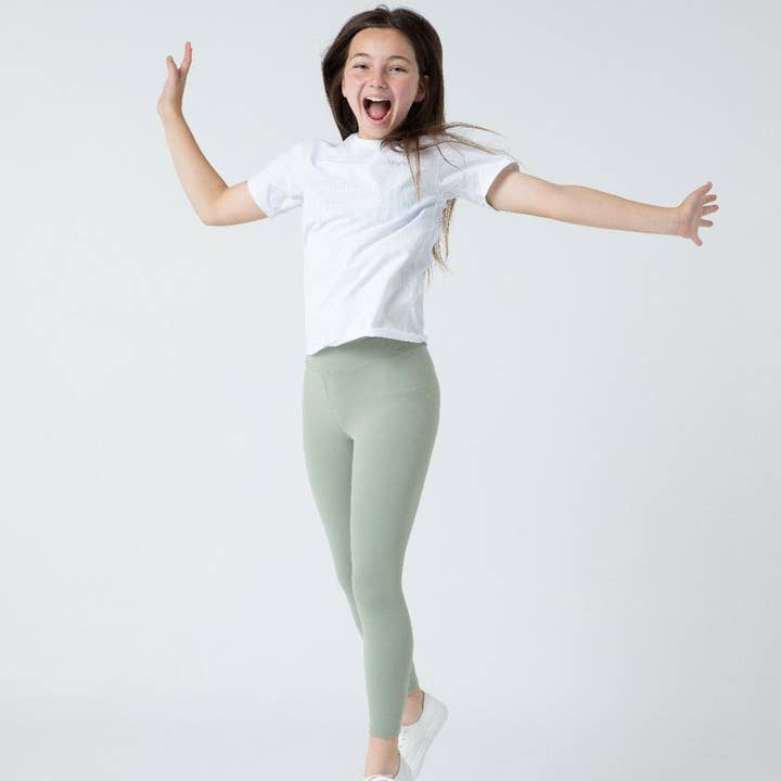 Girls MellowTouch Leggings - Avocado Green for wholesale by LESIMO