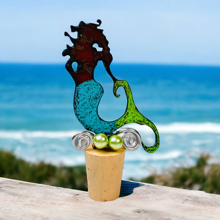 Mermaid wine cork wine stopper coastal nautical bar kitchen for wholesale by Whimsies