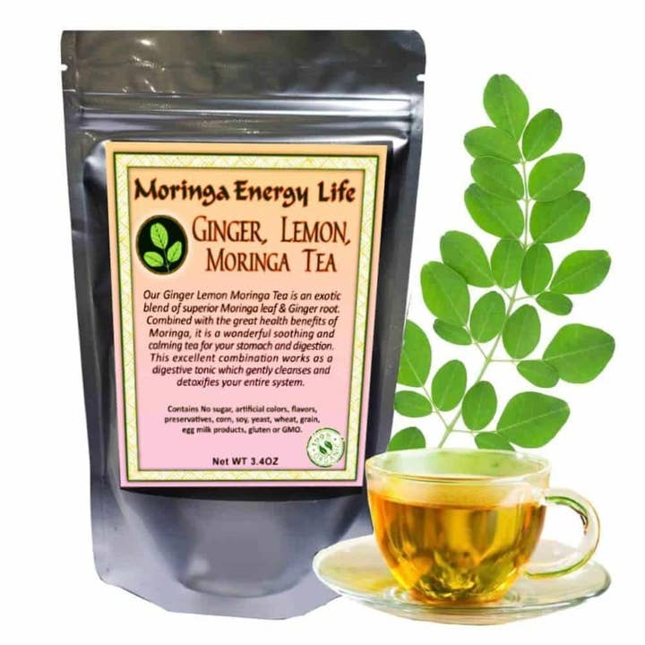 Moringa Ginger & Lemon Tea, Loose Leaf 3.4 Oz for wholesale by Moringa Energy Life
