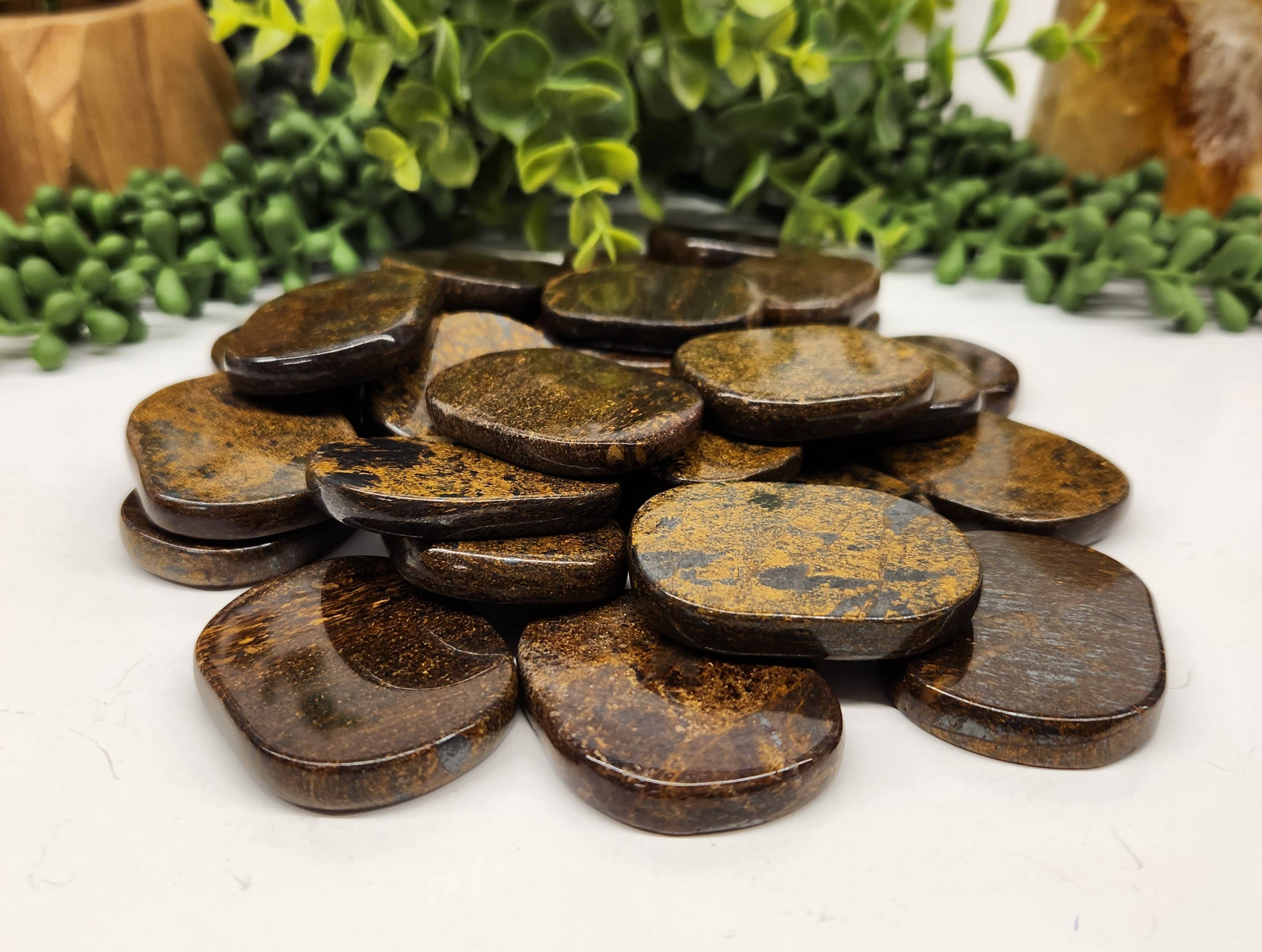 Meraki Gemstones - Wholesale Spiritual Stone/Crystal - Bronzite Flat Smooth Stones (0.5kg/1.1lbs)-45x35x7mm1