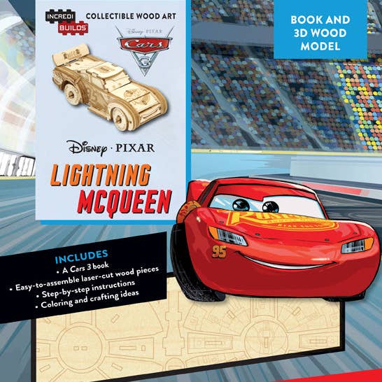 Insight Editions - #1 Pop Culture Publisher - Wholesale DIY Craft Kit - Kids - IncrediBuilds: Disney Pixar Cars 3: Lightning McQueen Book and 3D Wood Model0