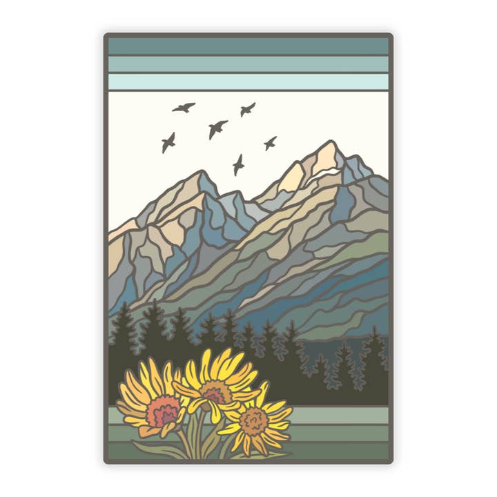 Grand Teton National Park Vinyl Sticker for wholesale by Roaming Heart