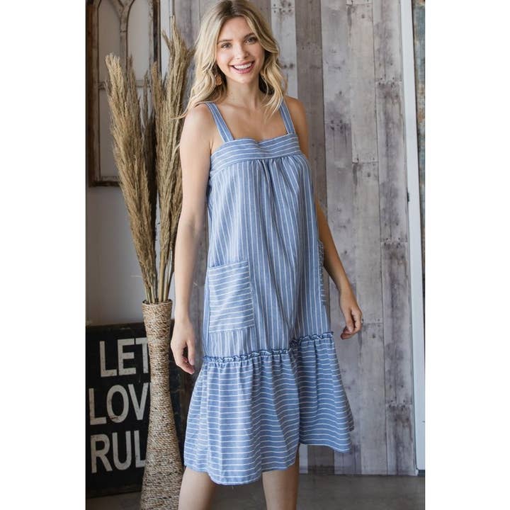 Veveret - Wholesale Dress - Women's - Striped Sundress Dress