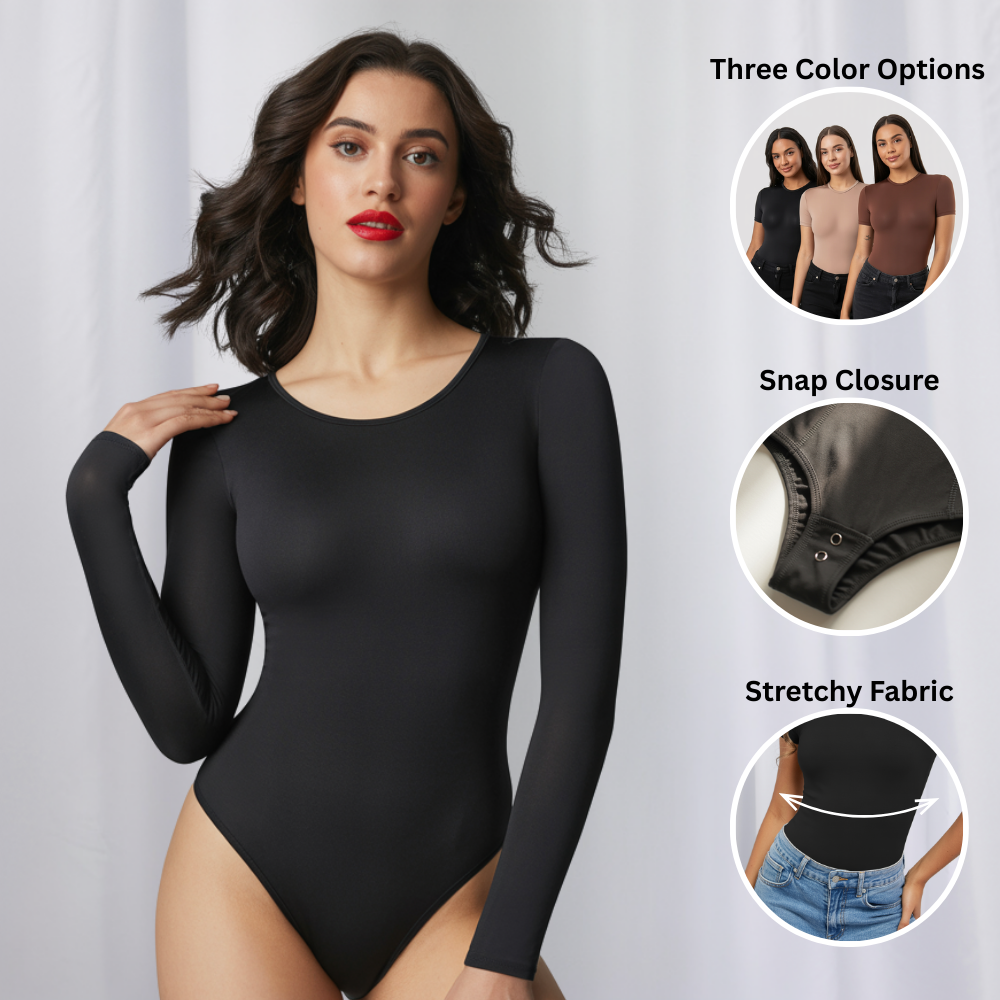 Sol Living - Wholesale Bodysuit - Women's - Women's Bodysuit Top with Snap Closure - Long Sleeve2