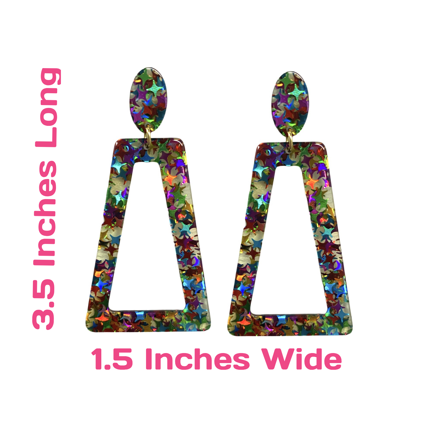 Purple Myrtle - Wholesale Dangle Earrings - Lightweight 80's Acrylic Square Multicolor Star Earrings1