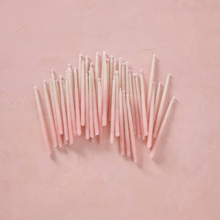Hand-dipped Beeswax Birthday Candles | Pink Ombré for wholesale on Faire6