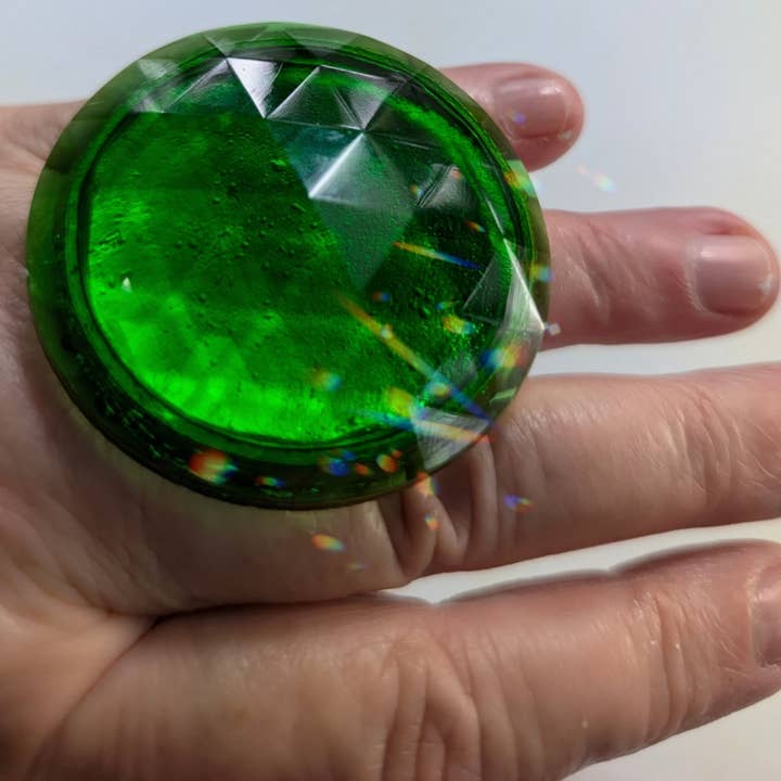 Gay Isber Designs - Wholesale Cocktail/Statement Ring - Jumbo Vintage Green-Faceted Stone Ring - Unisex, Adjustable Gold-Plated Base - Free Shipping in the US9