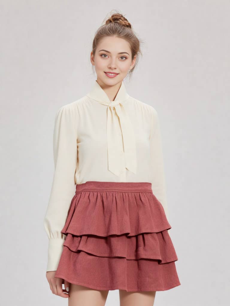 VERY J - Wholesale Skirt - Women's - NS50014-Ruffled Corduroy Solid Mini Skirt