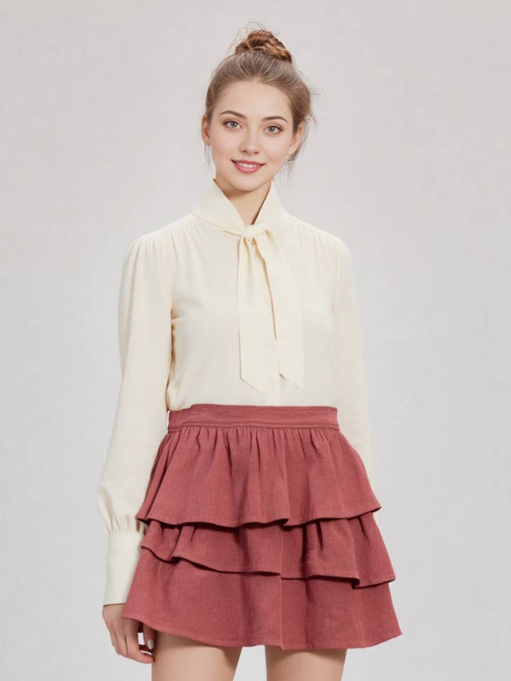 VERY J - Wholesale Skirt - Women's - NS50014-Ruffled Corduroy Solid Mini Skirt0