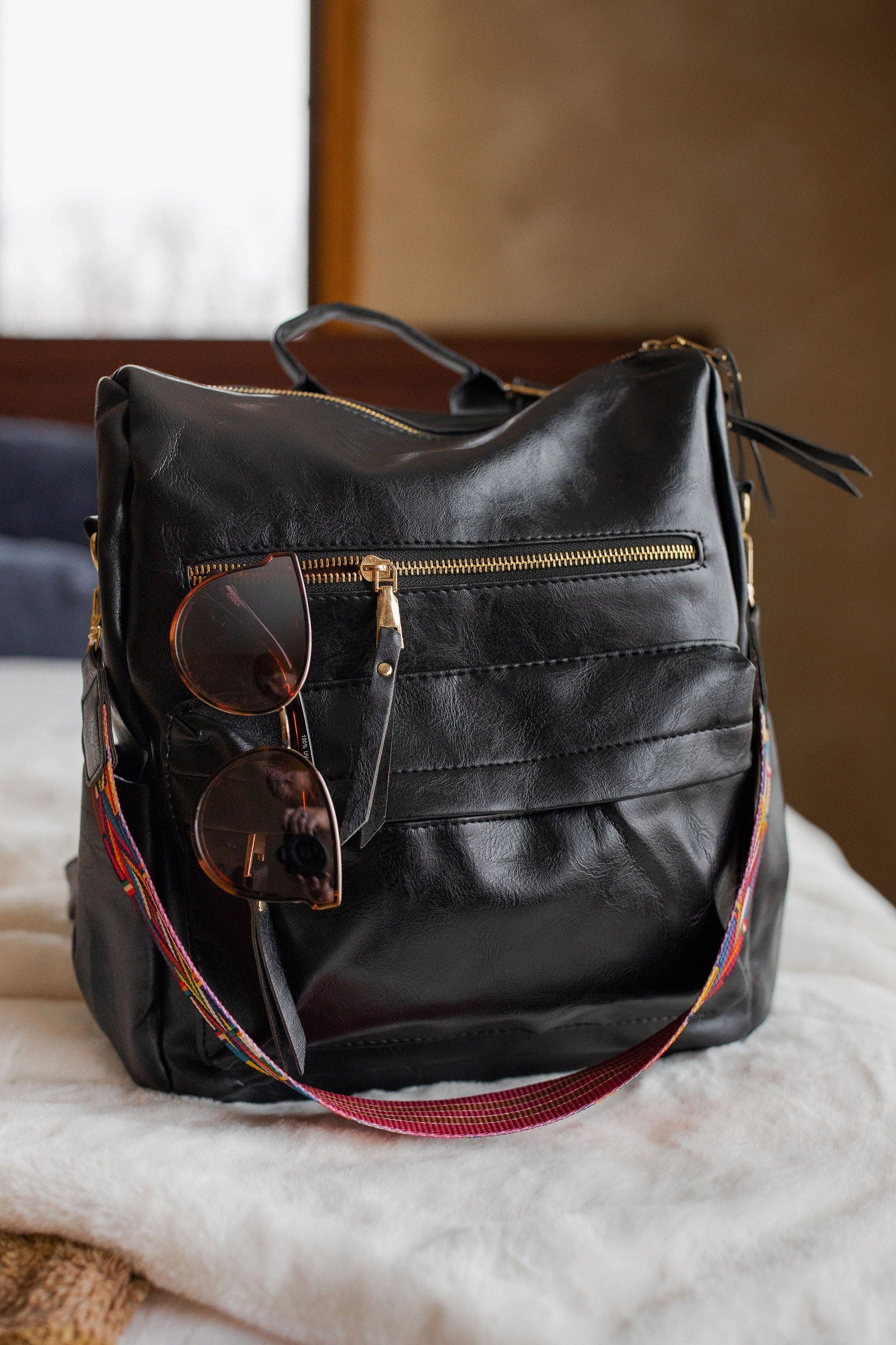 Chloe Convertible Backpack - Black - Black Boho Strap RTS for wholesale on Faire4