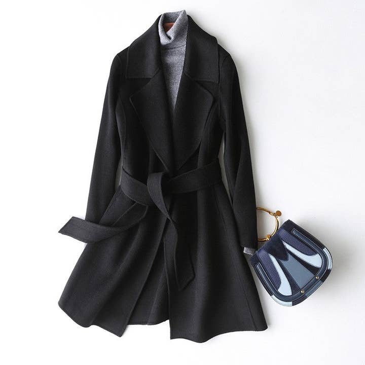 UZ Wholesale Store - Wholesale Coat - Women's - Solid Color Mid-Length Reversible Cashmere Coat4