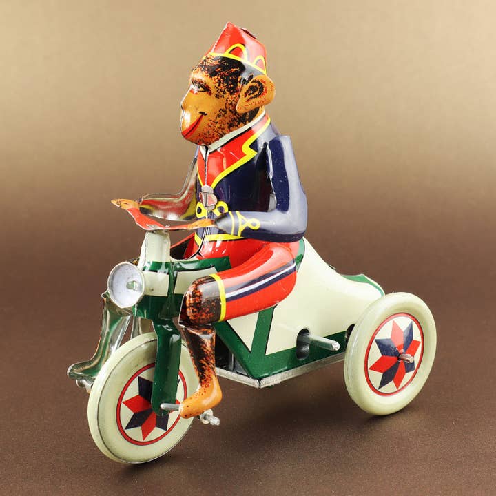 Tribal Trade GmbH - Wholesale Classic Toy - Kids - Tin toy monkey on tricycle tin monkey